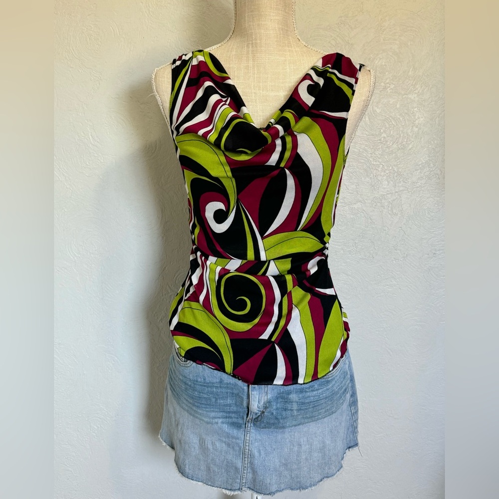 My Michelle Vintage Y2K Green And Red Womens Tank Top Blouse Size Medium